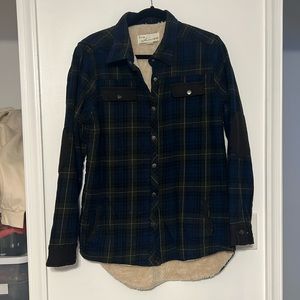Vintage Havana Sherpa Lined Plaid Flannel Overcoat